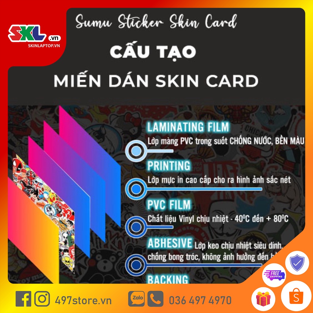 Skin Card Nhãn Hiệu Thời Trang - Miếng Dán ATM, Thẻ Xe, Thẻ Từ, Thẻ Chung Cư,... - Chất Liệu Chống Xước - Chống Nước