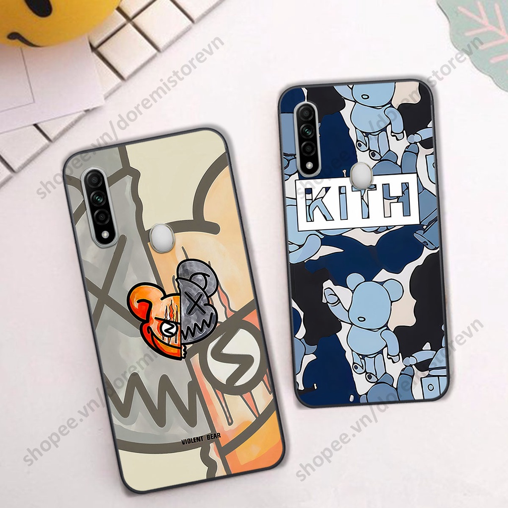 Ốp lưng Oppo A31 hình kaws, kith, bear brick nổi 3D phong cách độc đáo