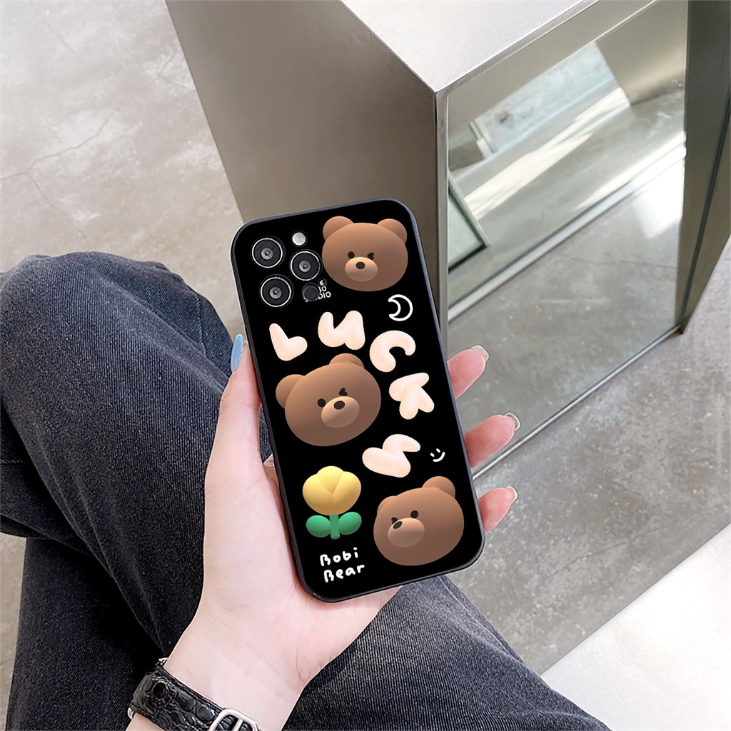 Ốp iphone - Ốp lưng iphone cạnh vuông bảo vệ camera Bobi bear dành cho ip 6 đến 14promax - ng301
