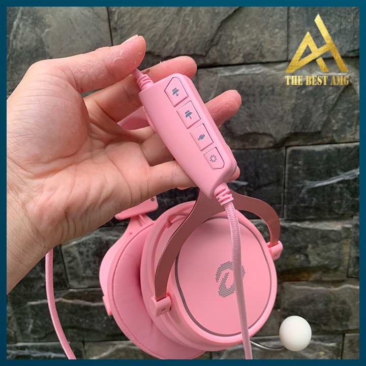 Tai Nghe Máy Tính Có Mic Gaming Led Rgb Headphone Chụp Tai Laptop DAREU EH925S Màu Hồng Nghe Nhạc Chơi Game Có Dây