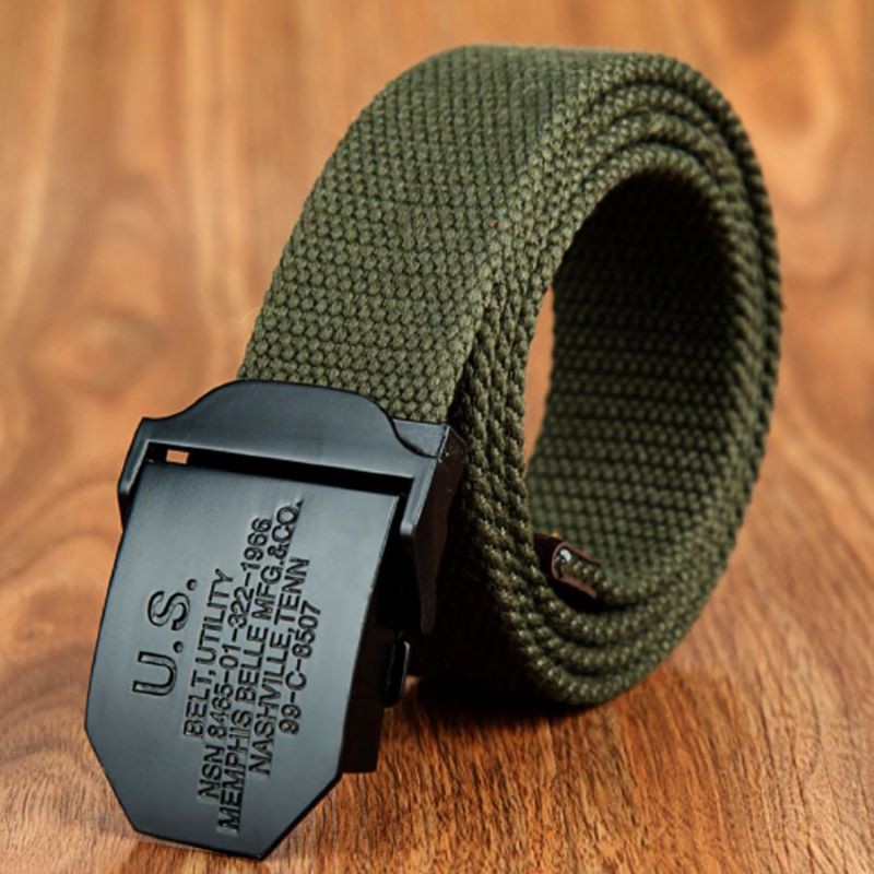 Thắt lưng nam vải bố  đầu khóa kim loại US dài 120cm bản ngang 3,8 cm.