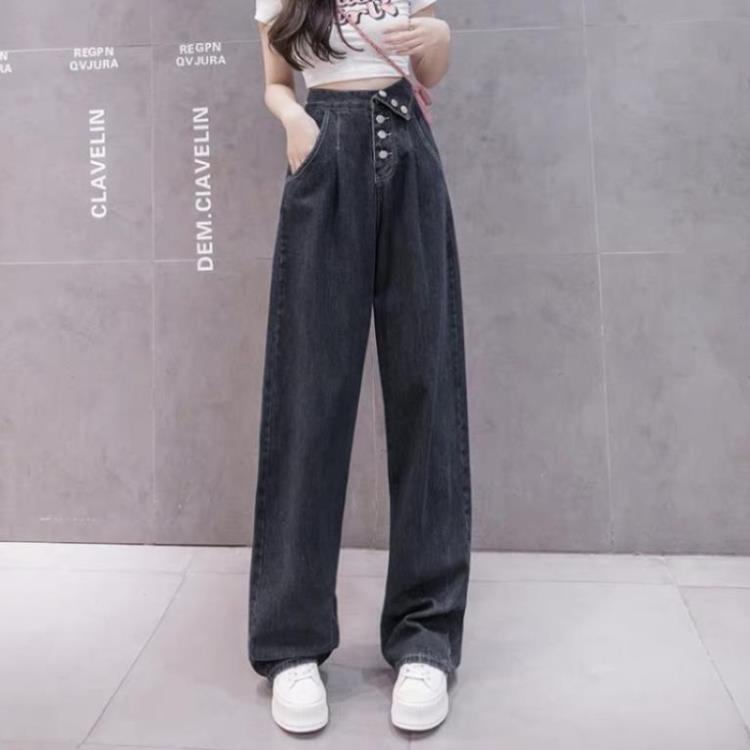 Quần jean baggy ống rộng lưng kiểu tôn vòng eo thon cực sexy 🥇 ! , -