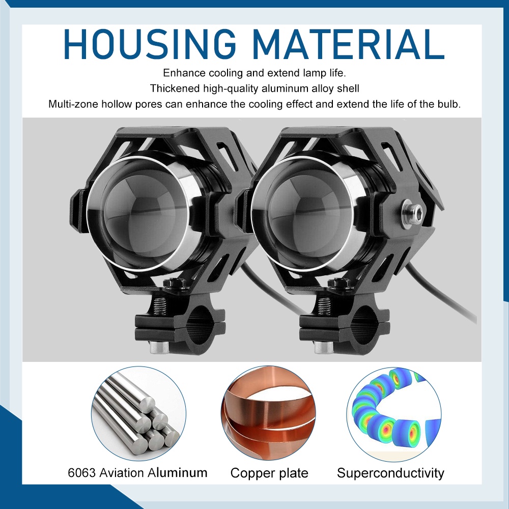 UNISHINE U5 U7 Motorcycle LED 125W Motorbike Cree Led Extra Bright Headlight High Power Sport Light Angel Eye