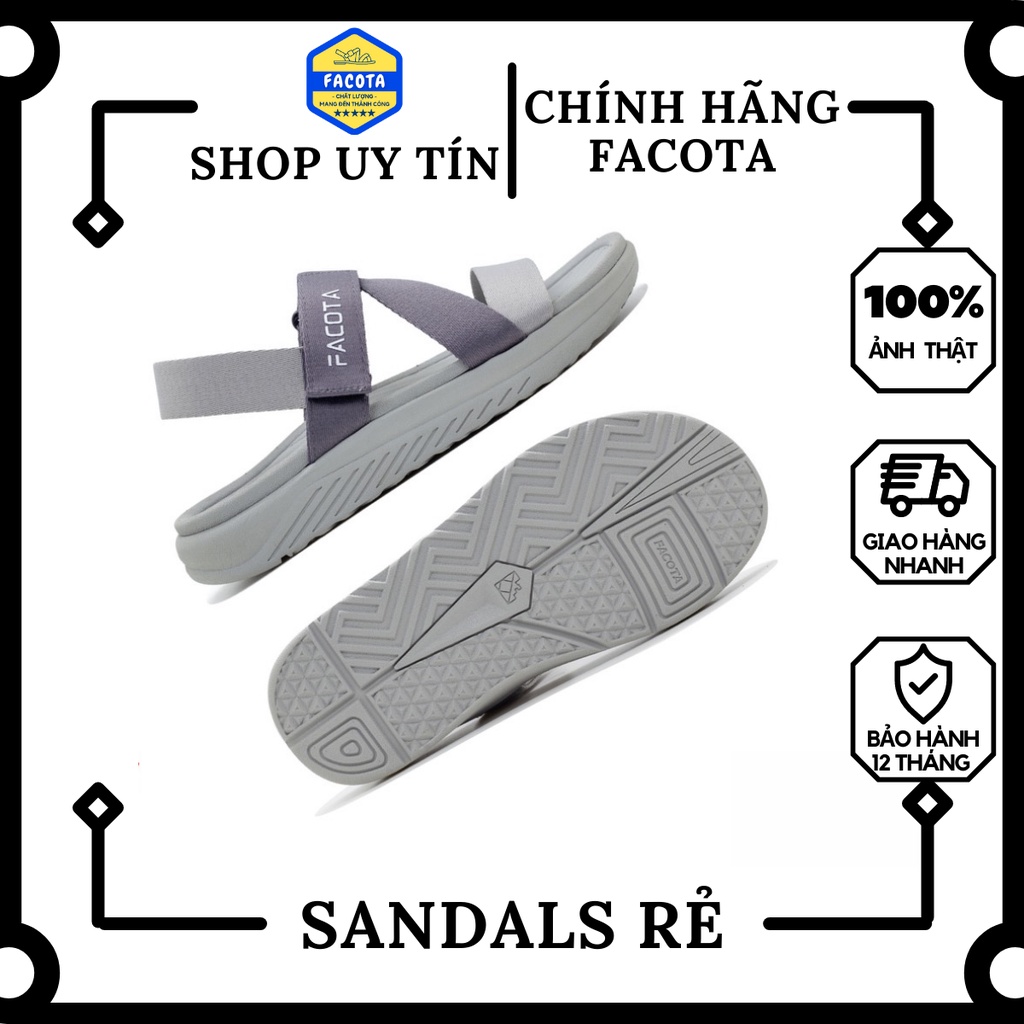 FACOTA | Giày dép sandal nam, nữ Unisex thể thao xám phối dây đi học, đi chơi NN09