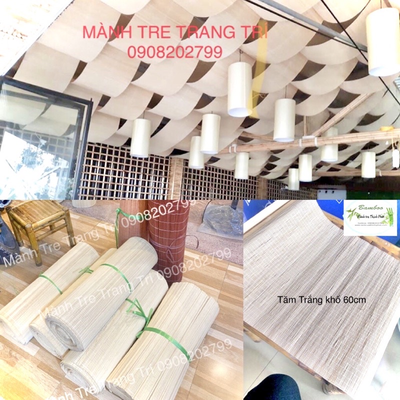 Nguyên cuộn mành tăm tre đóng trần khổ 60x20m. Giá Sale tại xưởng khi mua Số lượng lớn.