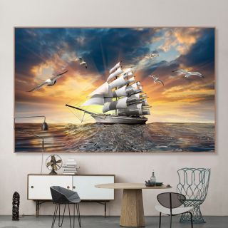 Tranh in canvas Thuận Buồm Xuôi Gió size 60x90 kèm khung