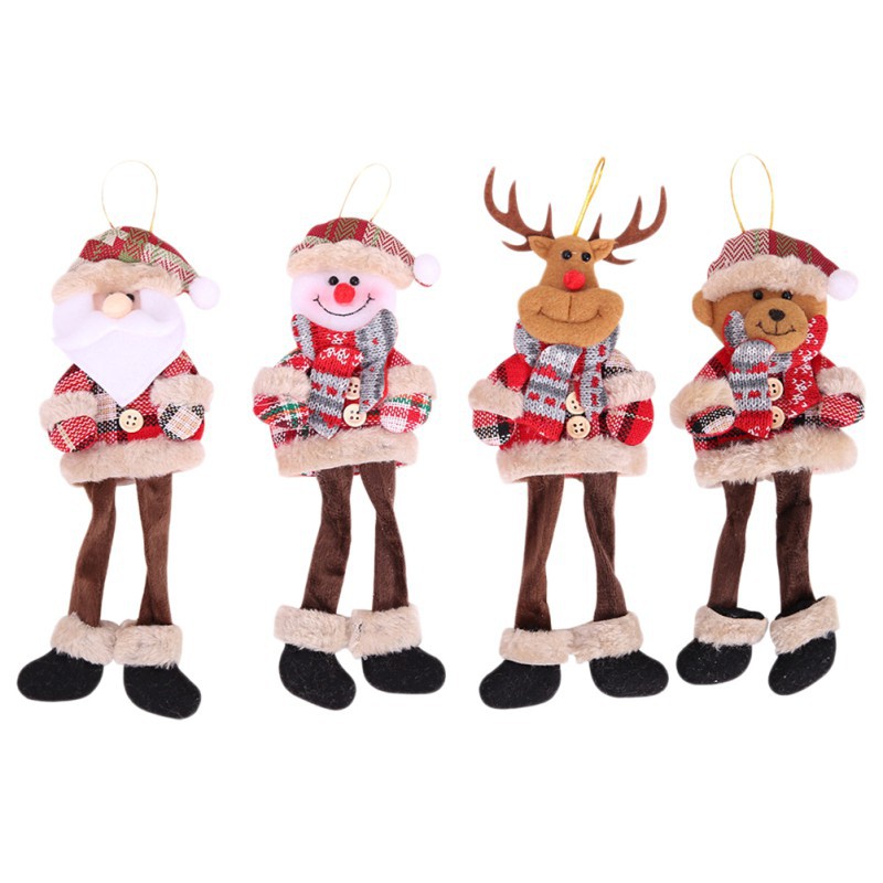 4pcs Christmas Hanging Decorations Adorable Doll Pendants Christmas Tree Ornaments Home Party Office Decorations