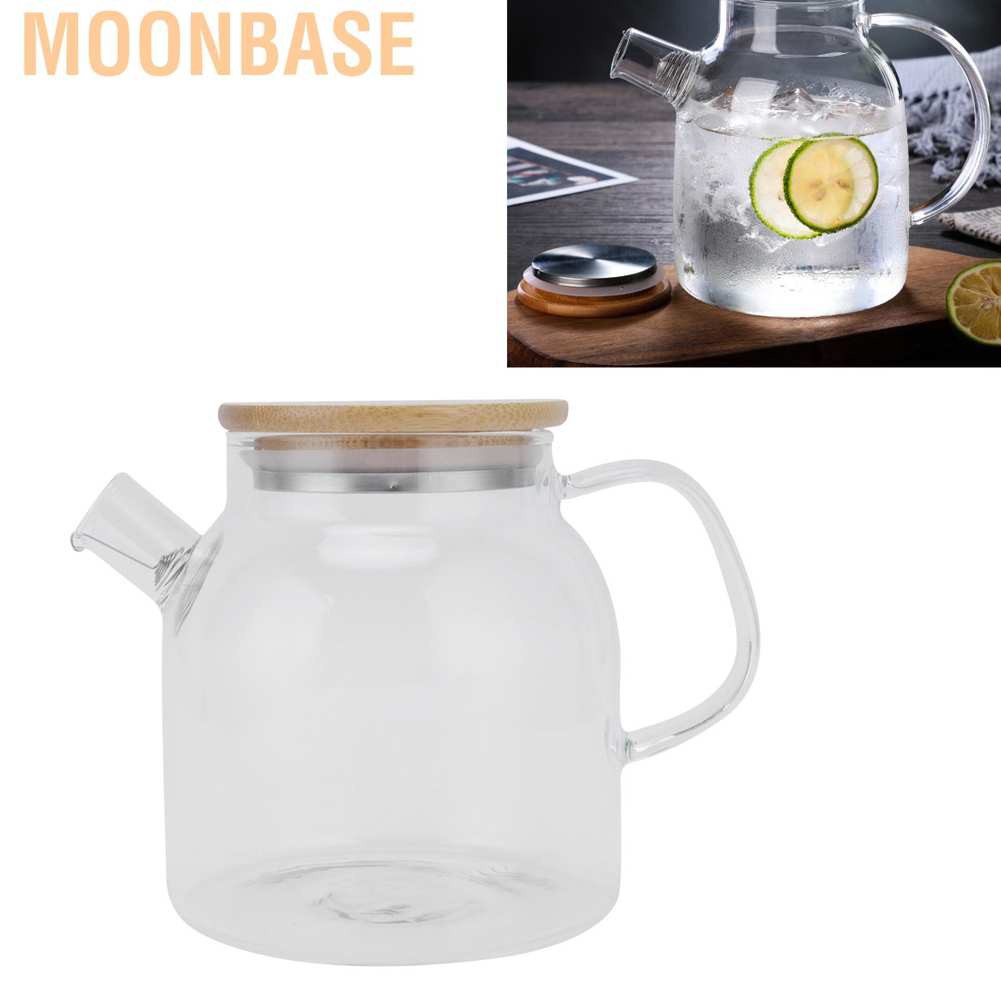 Moonbase Transparent Glass Tea Pot 600ml Large Capacity Heat Resistant Water Kettle for Home Office Use