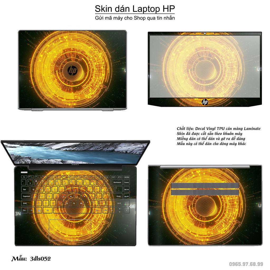 Skin dán Laptop HP in hình 3Ds (inbox mã máy cho Shop)