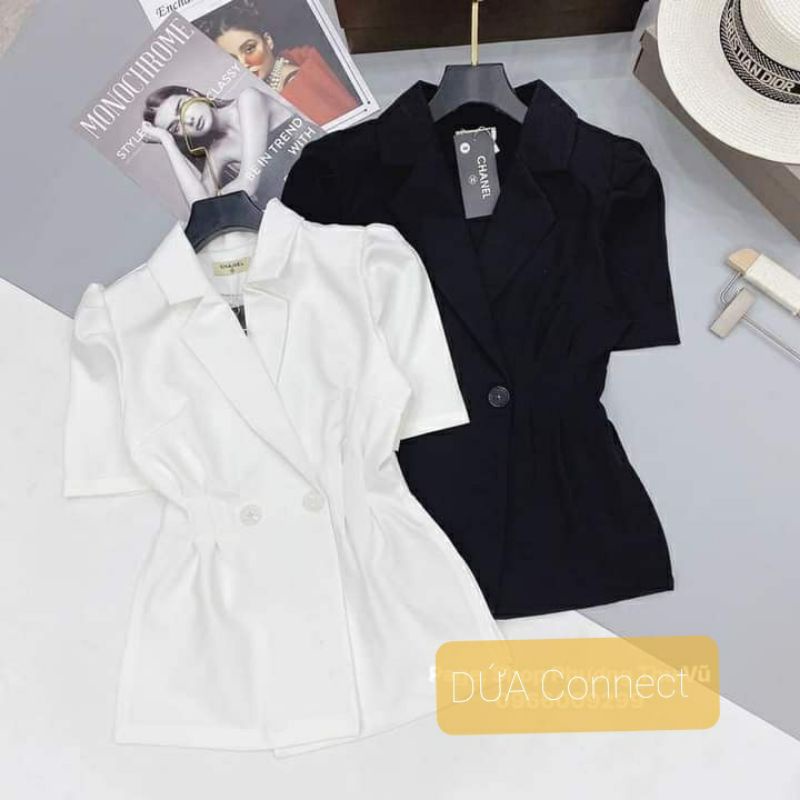 ÁO VEST NGẮN TAY CHIẾT EO 2 CÚC (áo 1 lớp)