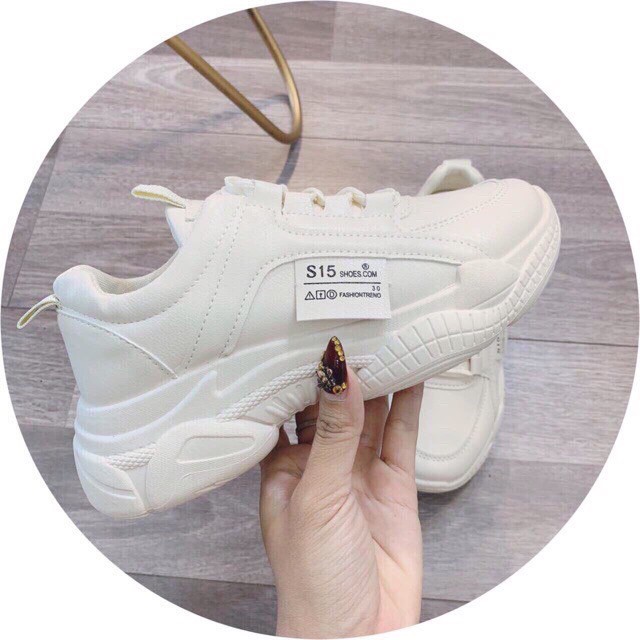 Giày thể thao nữ sneaker màu trắng ,Giày thể thao nữ S15 chất đẹp da PU đế cao 4cm mã M011 | BigBuy360 - bigbuy360.vn