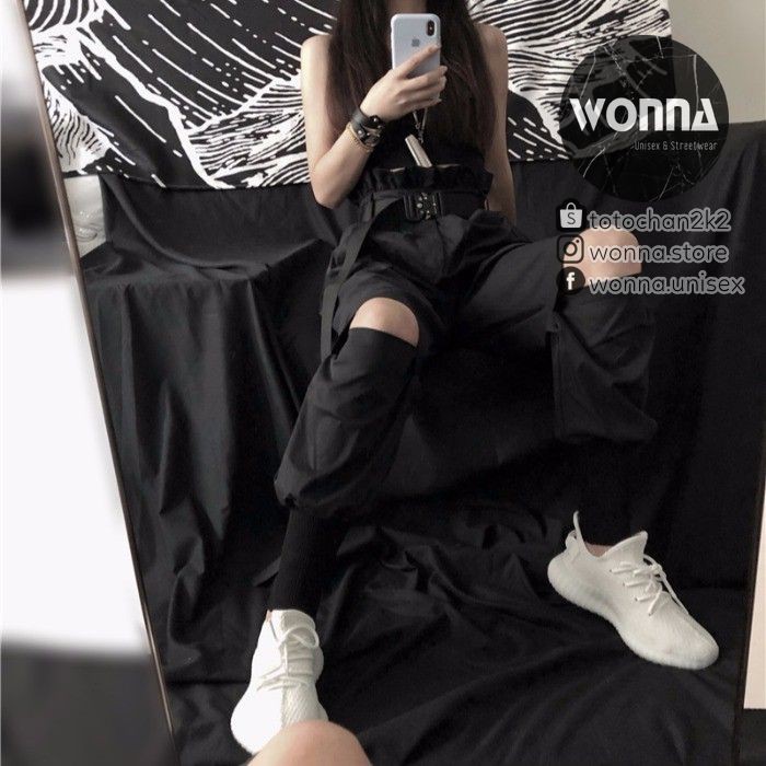 [ORDER] Quần jogger belt kaki rách gối xanh rêu ulzzang Hàn oversize form rộng street style cá tính Quảng Châu