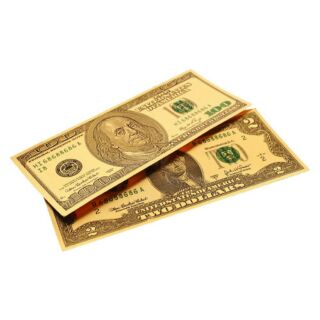 Tiền 2 USD May Mắn Mạ Vàng Plastic