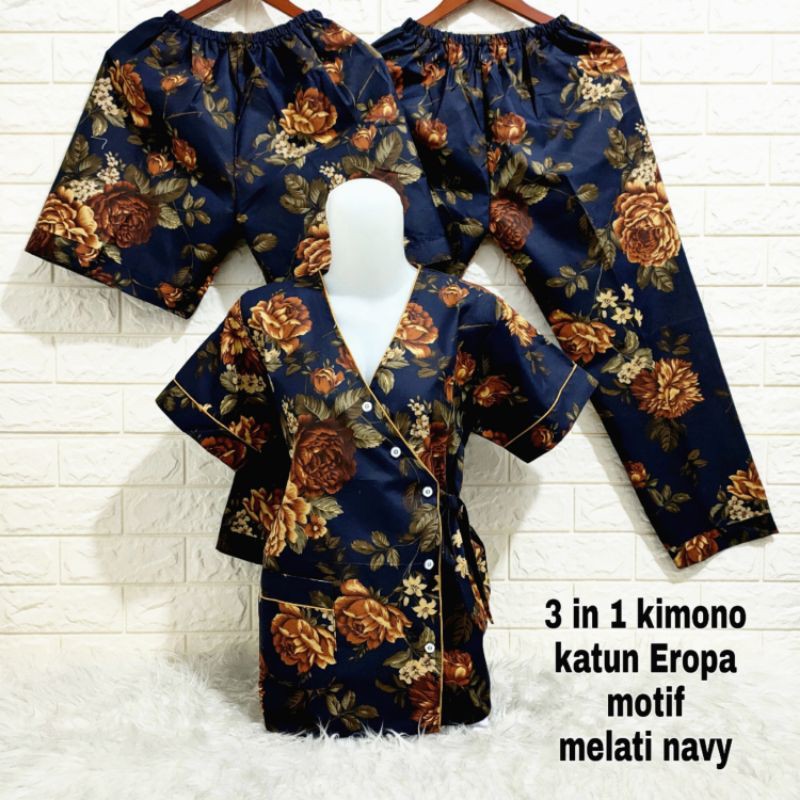 Bộ Đồ Ngủ Pijama 3 Trong 1 Họa Tiết Hoa Anh Đào Phong Cách Kimono | BigBuy360 - bigbuy360.vn