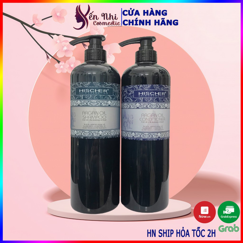 Dầu gội đầu hischer argan oil dầu cặp phục hồi siêu mượt dầu gội thiên nhiên hischer 1000ml, Mỹ phẩm tóc yến nhi DG12