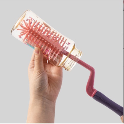 Bộ cọ rửa bình sữa cho bé Silicone Beedol cao cấp Tay cầm xoay 360 độ, cọ núm ti, cọ rửa ống hút
