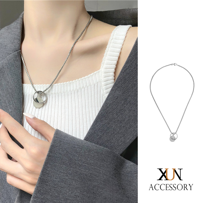 Vòng cổ hợp kim mặt nhẫn đơn giản phong cách Hàn Quốc