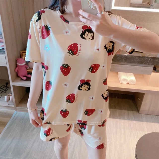 [BỘ NGỦ HÈ 2020] Bộ Ngủ Nữ Hoạ Tiết Hoạt Hình Em Bé Dâu Tây