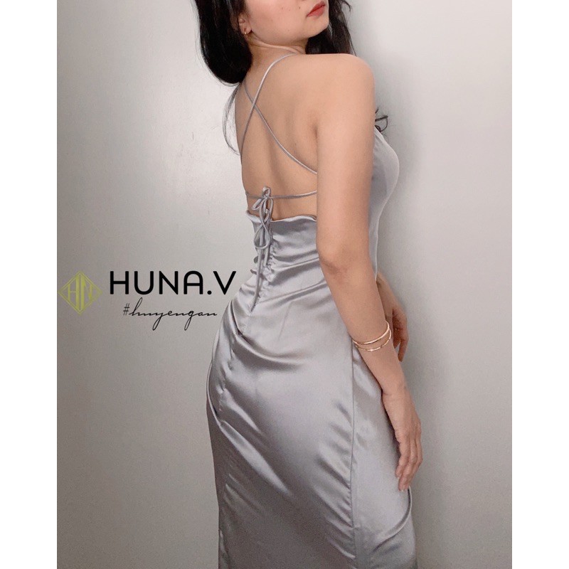 Đầm Lụa Cổ đổ rút xẻ tà 2 bên | BigBuy360 - bigbuy360.vn