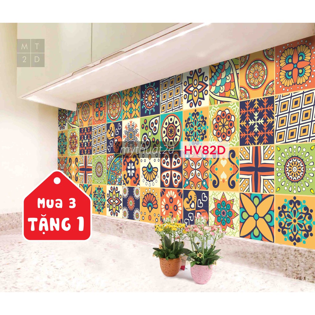 Sét 32 ô Decal gạch bông_Mua 3 set tặng 1 set_decor trang trí tân trang nhà cửa văn phòng quầy quán