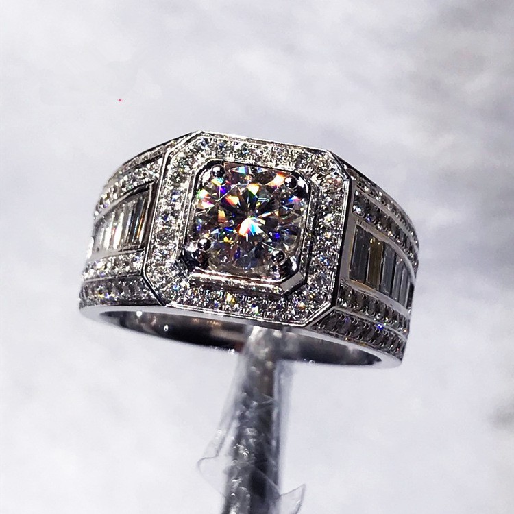 weiweijewelry/ Nhẫn đính hôn kim cương vàng trắng sang trọng dành cho nam và nữ