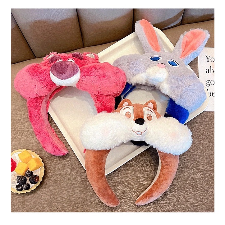 Cài Tóc, Bờm tóc, Băng đô 3D hoạt hình nhiều mẫu đáng yêu nhồi bông: Gấu Dâu Lotso, Gấu Pooh, Heo, Thỏ, Sóc Chip & Dave