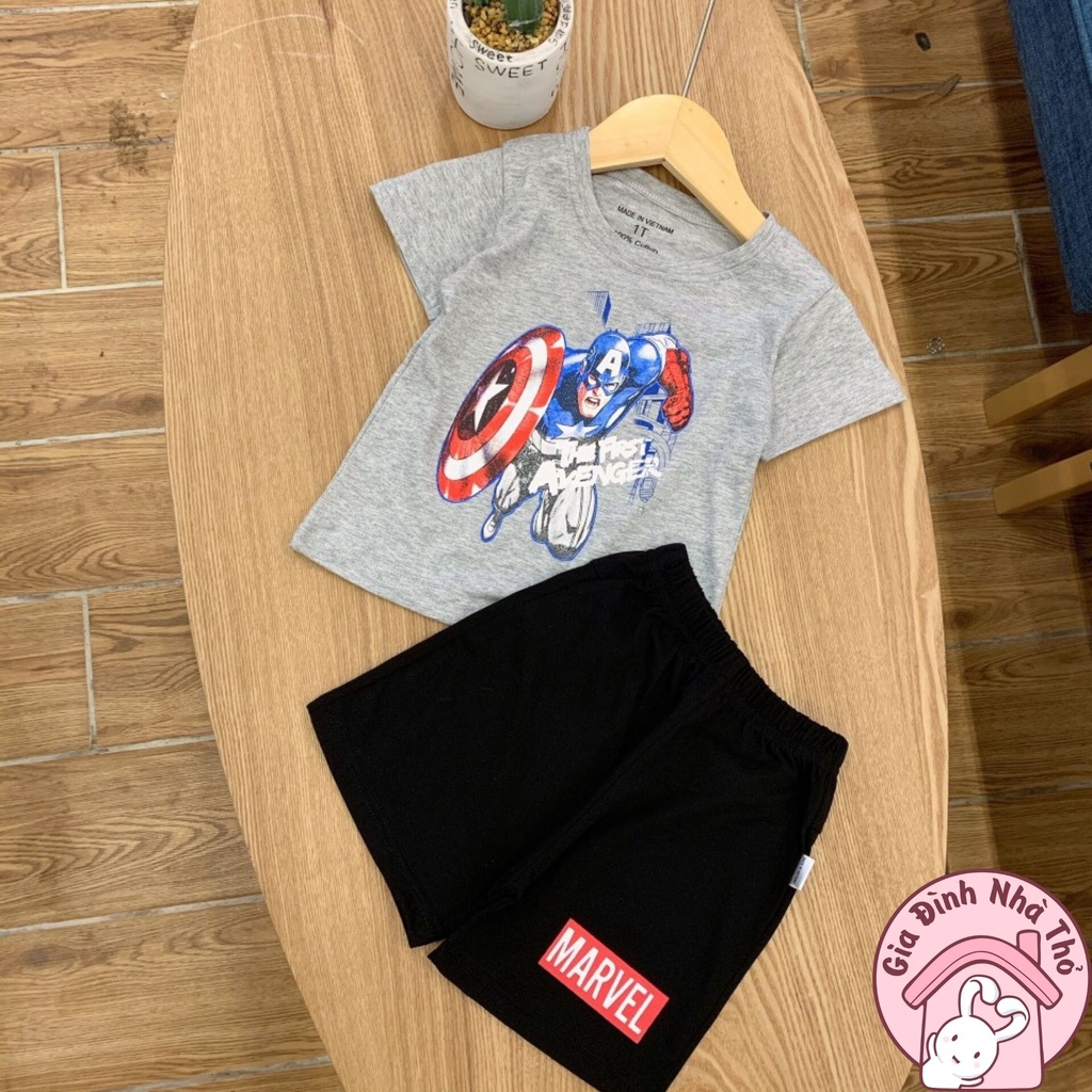 5 mẫu - Set bộ cotton siêu nhân áo thun quần đùi thể thao cá tính cho bé trai ở nhà đi chơi đi học