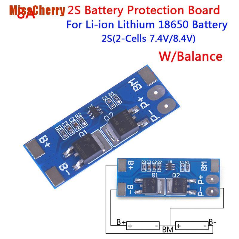 Bộ Sạc Pin Cân Bằng Lithium Bms 2s 8a 7.4v W / Cân Bằng 18650 Li-Ion Lithium