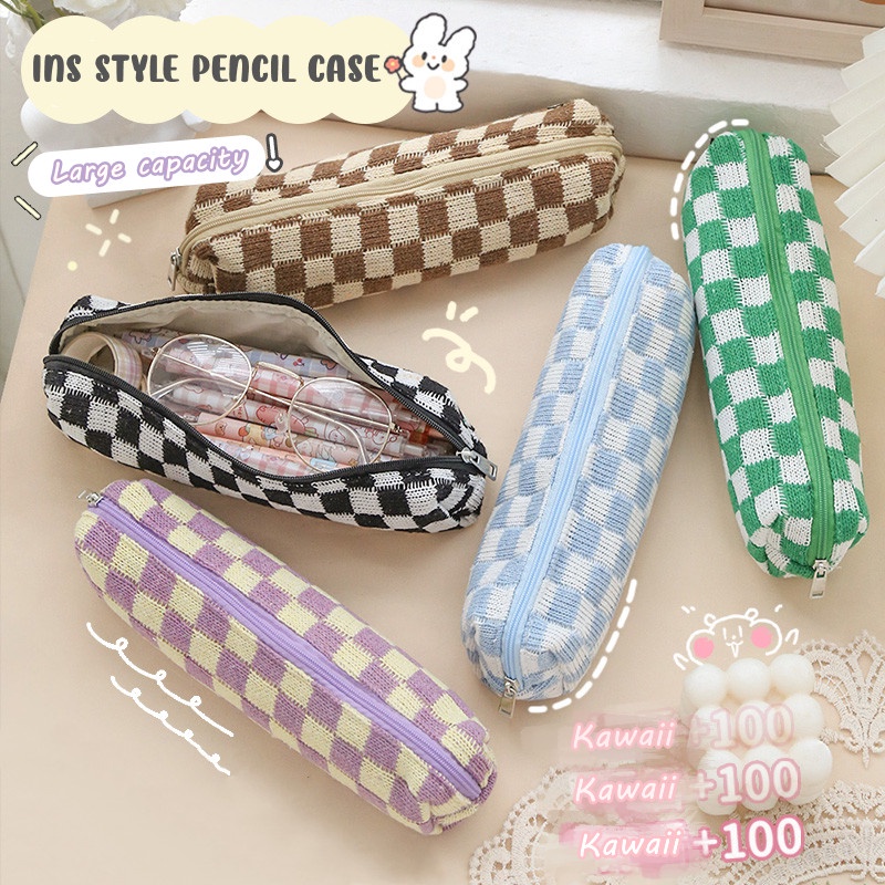 Túi Đựng Bút Chì / Đồ Trang Điểm Sức Chứa Lớn Họa Tiết Kẻ Sọc Cổ Điển Dành Cho Học Sinh / Văn Phòng