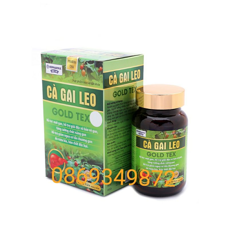 Viên uống Giải độc gan CÀ GAI LEO GOLD TEX - giúp làm mát gan,bảo vệ gan, hạ men gan - Hộp 60 viên