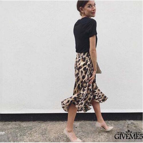 Váy nữ dáng xòe vải họa tiết da báo quyến rũ