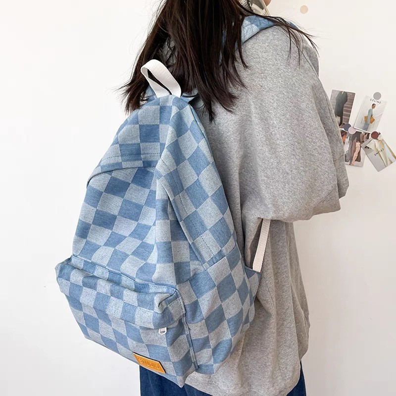 HÀNG CÓ SẴN- Balo Kẻ Xanh thời trang phong cách hàn quốc ulzzang mẫu mới