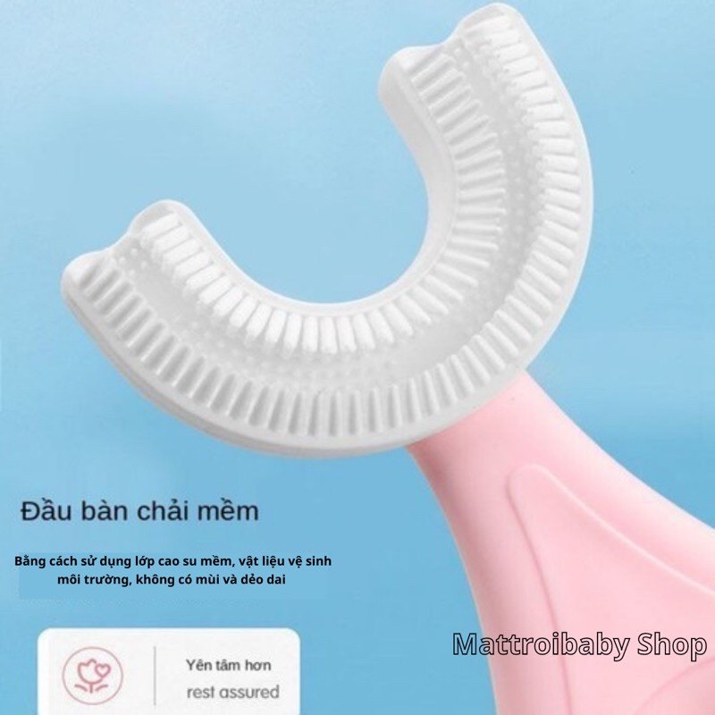 Bàn Chải Đánh Răng Bằng Cho Trẻ Silicon Siêu Mềm Hình Chữ U 360 Độ