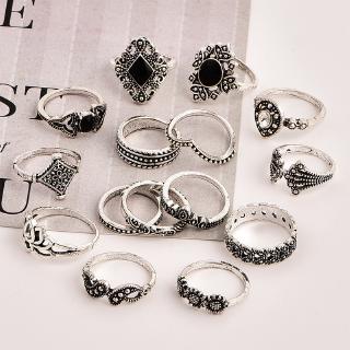 Vintage Boho Style Silver Plated Lotus Ring 15