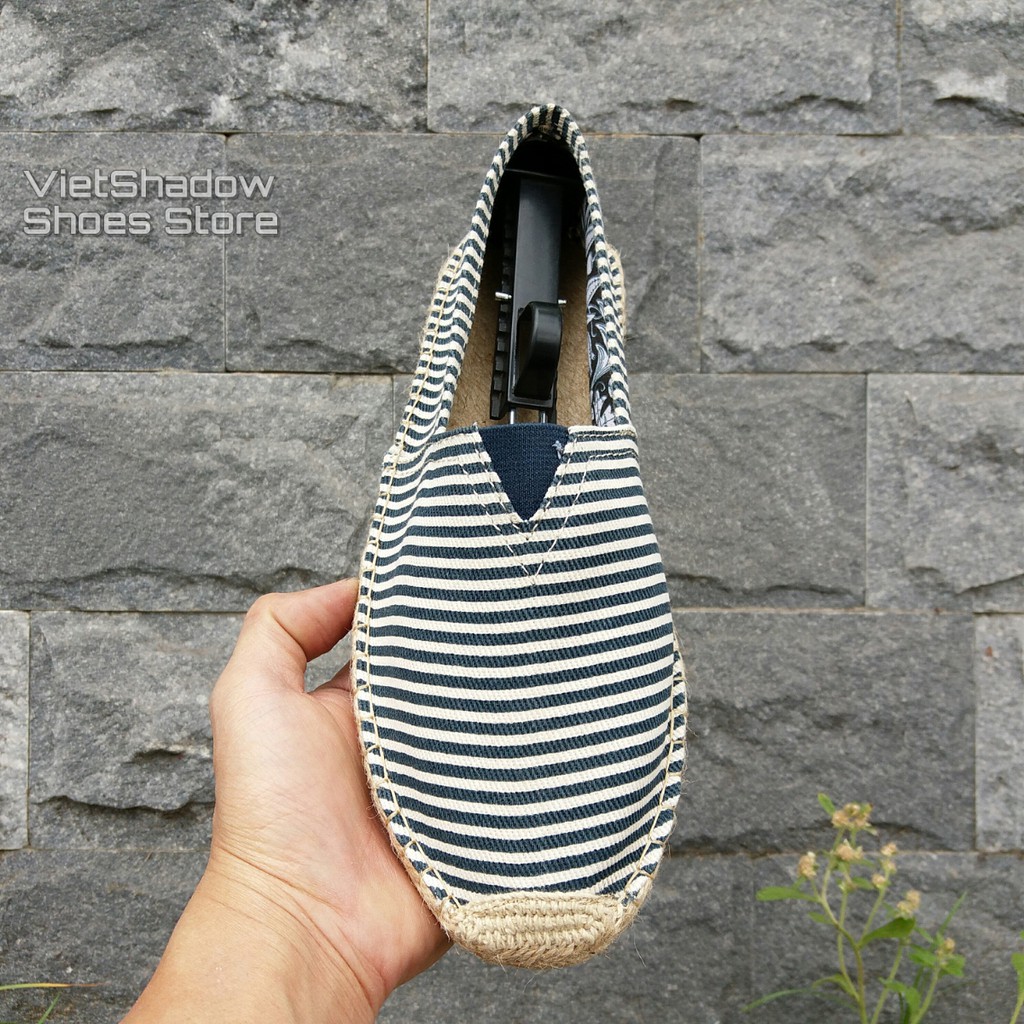 Slip on nam - Giày lười vải nam đế cói - Vải bố sọc trắng/xanh navy - Mã SP 8003-sọc.xanh | BigBuy360 - bigbuy360.vn