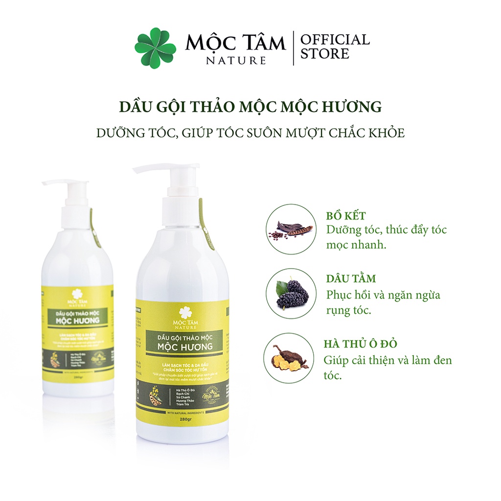 Dầu Gội Thảo Mộc Mộc Hương 280g - Mềm Mượt Chắc Khỏe (Mộc Tâm Nature)