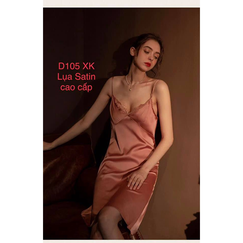 [ Hàng sẵn ] D105 đầm Satin lụa QCCC , Hàng cam kết y mẫu khách cứ yên tâ