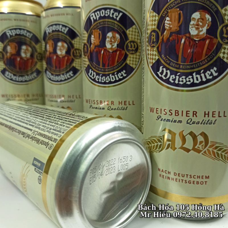 [Hỏa tốc] Bia Apoftel 5,3% Weissbier Hell thùng 24 lon 500ml