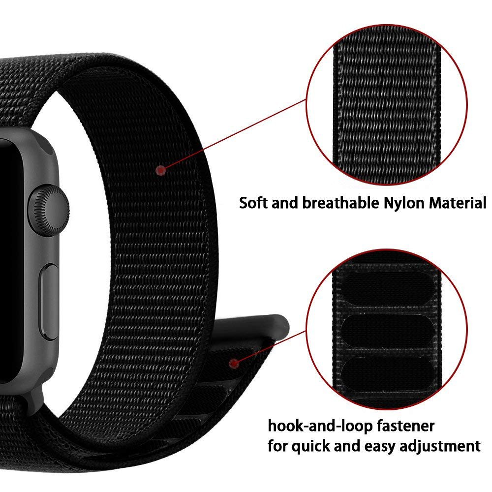 Dây đeo Apple Watch Strap 38/40mm 42/44mm Vòng nylon dệt mềm mại thoáng khí cho iWatch Series SE 6/5/4/3/2/1