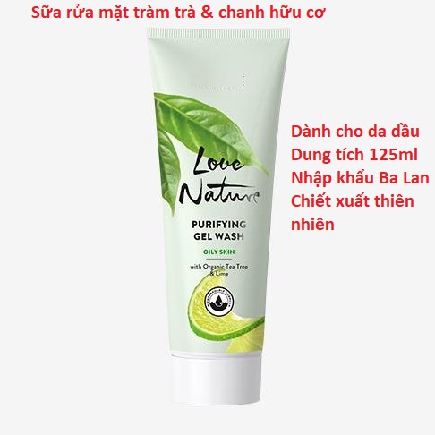 Sữa rửa mặt tràm trà dành cho da dầu Love Nature Purifying Gel Wash - 125ml - Ba Lan