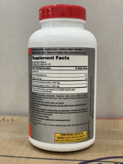 Viên uống bổ xương khớp Glucosamine 1500mg & chondroitin 1200mg 220 viên - Kirkland Mỹ