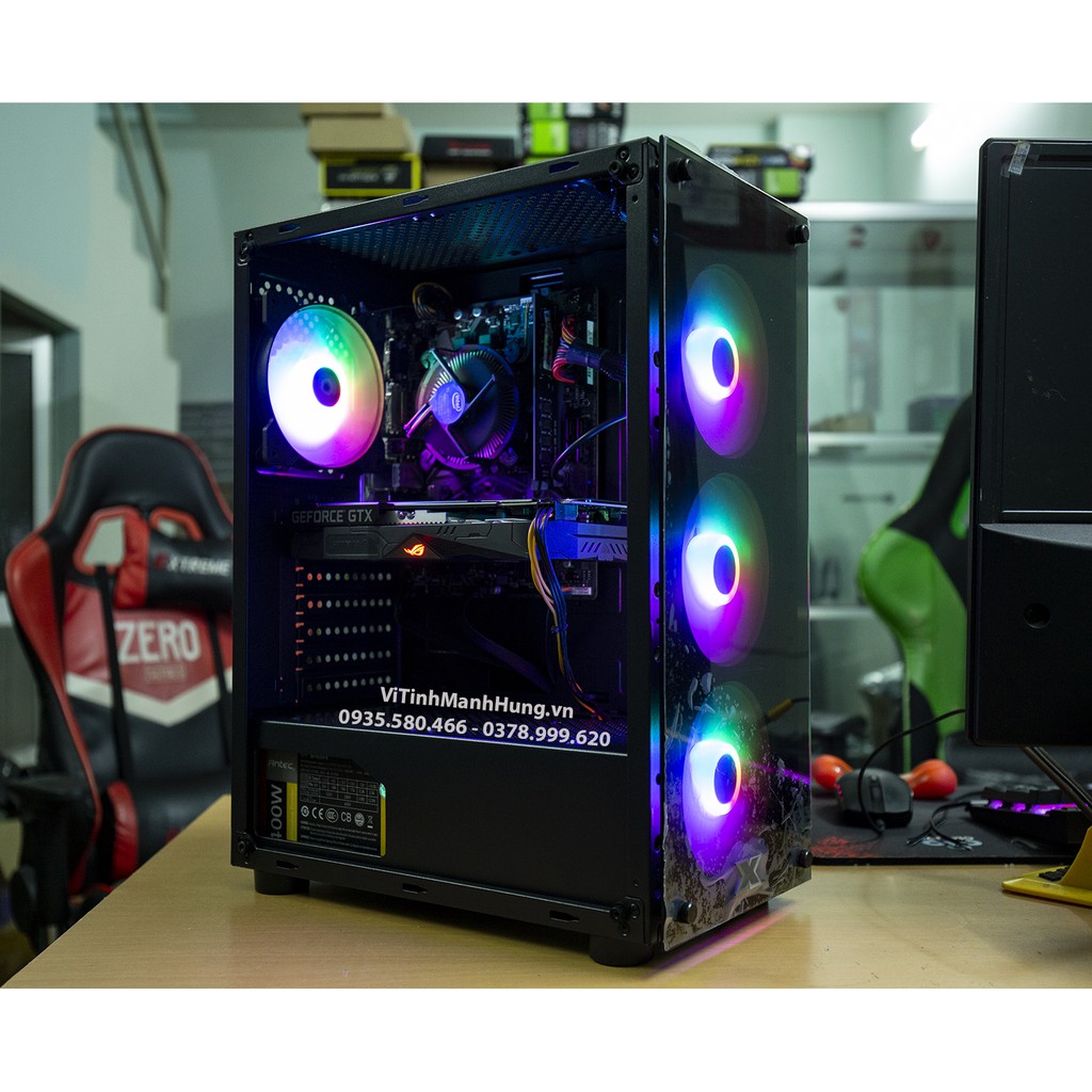 Cấu hình Core I3 10100F, Giga H410M, Asus GTX1650, Ram 16G, SSD 128G.