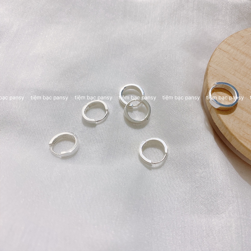 Khuyên tai bạc trơn cho nam và nữ đều đeo được, bông tai unisex đơn giản, cá tính bằng bạc thật