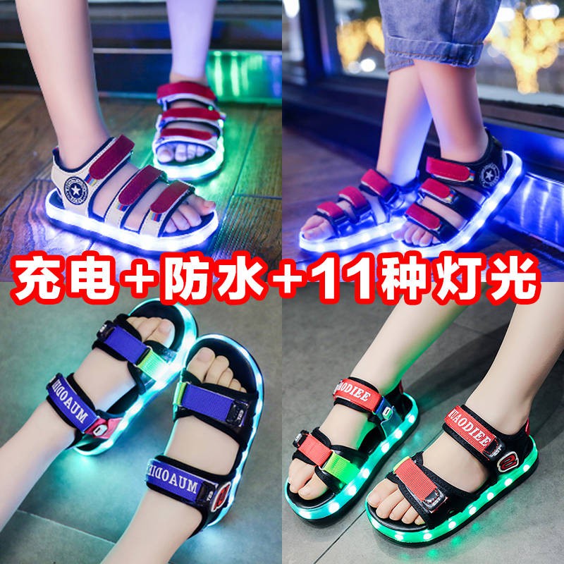 Giày Sandal Có Đèn Led Nhiều Màu Có Thể Sạc Lại Cao Cấp Thời Trang Cho Bé