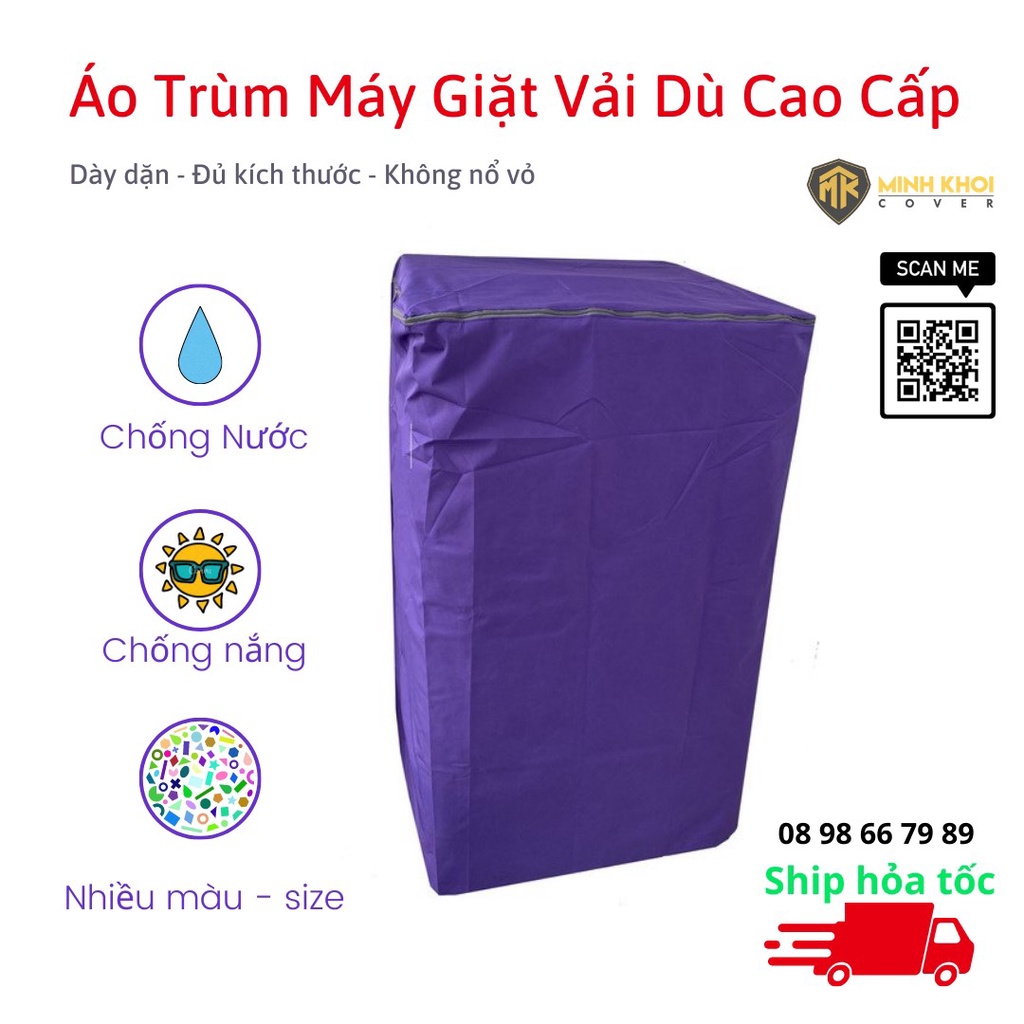 Áo Trùm Máy Giặt Cửa Đứng Cửa Trên Vải Dù Siêu Bền Chống Mưa Nắng Nóng Từ 7kg đến 14kg