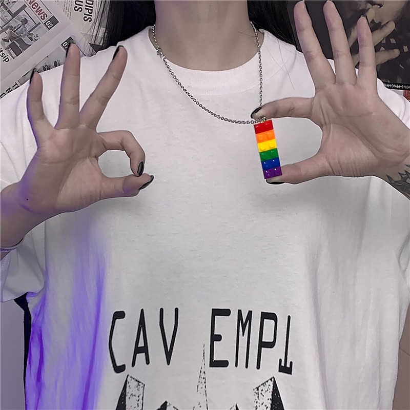 Dây chuyền mặt hình mảnh lắp ráp màu sắc cầu vồng độc đáo cho nam và nữ