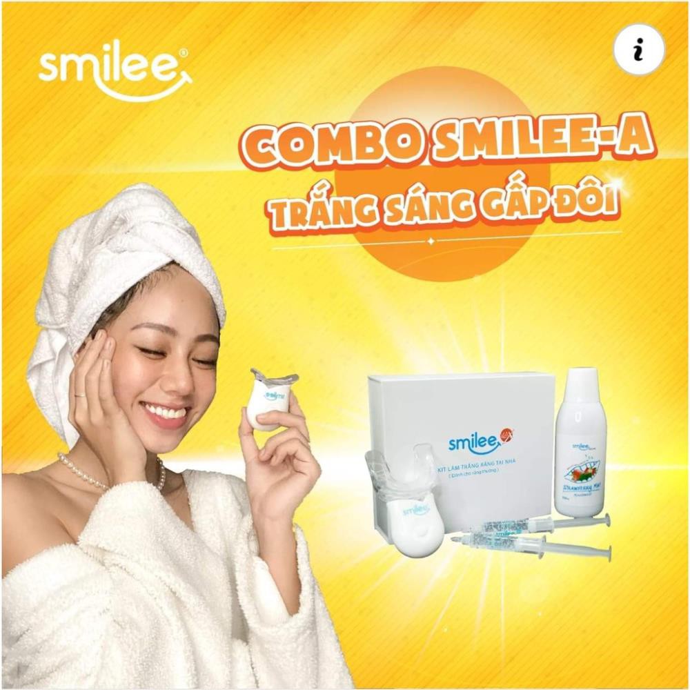 [Nowship 0đ + Quà + 25% ] Combo  Bộ Kit tẩy trắng răng Smilee + Nước súc miệng Smilee