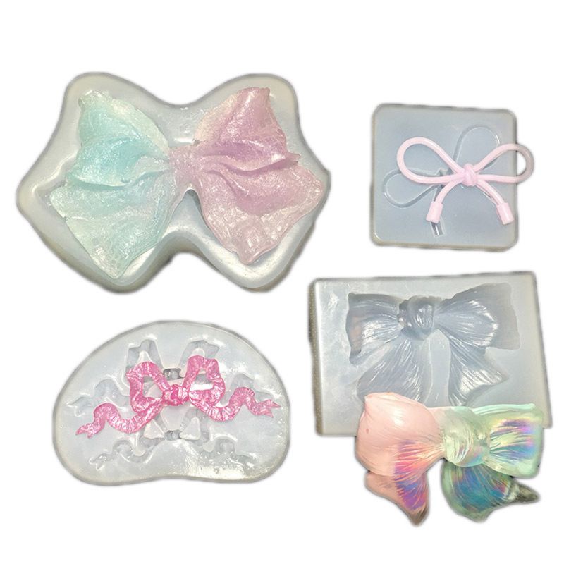 Khuôn Silicone Làm Móc Khóa Hình Nơ Lấp Lánh