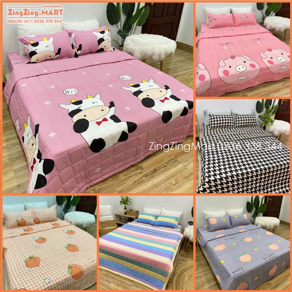 (GIẢM GIÁ) Trọn Bộ Sét 5 Món Chăn Hè Kèm Vỏ và Ruột Gối (Ghi chú tên mẫu khi đặt đơn)