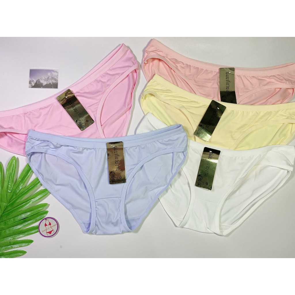 Quần lót cotton trơn lưng vừa 3021 size&lt;70kg Set 10 cái